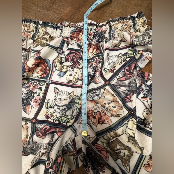NWOT Cream Pants with Multicolor Cat Print - Picture 5 of 5